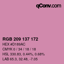 カラーコード: RGB 209 137 172 | qconv.com