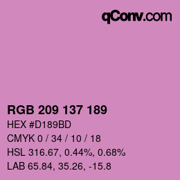 カラーコード: RGB 209 137 189 | qconv.com
