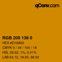 Color code: RGB 209 138 0 | qconv.com
