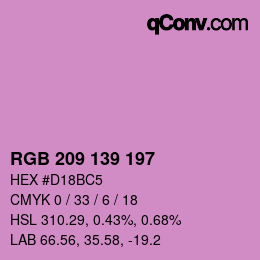 カラーコード: RGB 209 139 197 | qconv.com
