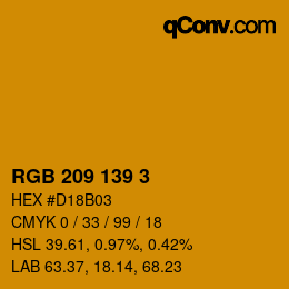 カラーコード: RGB 209 139 3 | qconv.com
