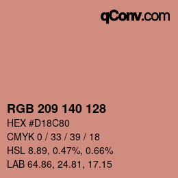 颜色代码: RGB 209 140 128 | qconv.com