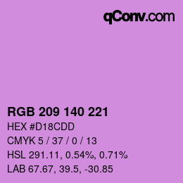 カラーコード: RGB 209 140 221 | qconv.com
