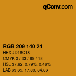 カラーコード: RGB 209 140 24 | qconv.com