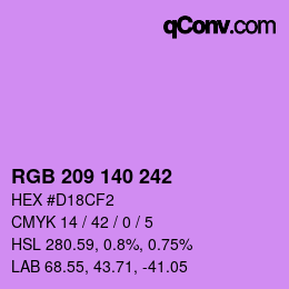 カラーコード: RGB 209 140 242 | qconv.com