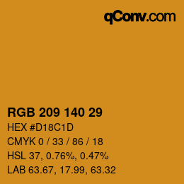 カラーコード: RGB 209 140 29 | qconv.com