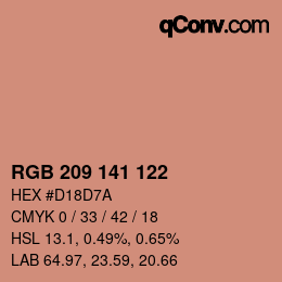 カラーコード: RGB 209 141 122 | qconv.com
