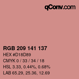 Color code: RGB 209 141 137 | qconv.com