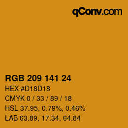 カラーコード: RGB 209 141 24 | qconv.com