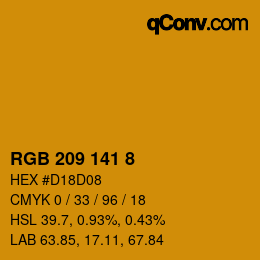 カラーコード: RGB 209 141 8 | qconv.com