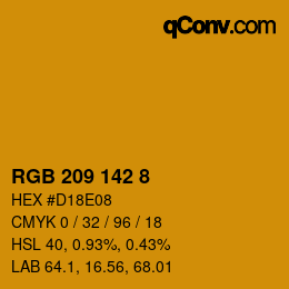 カラーコード: RGB 209 142 8 | qconv.com