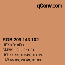 颜色代码: RGB 209 143 102 | qconv.com