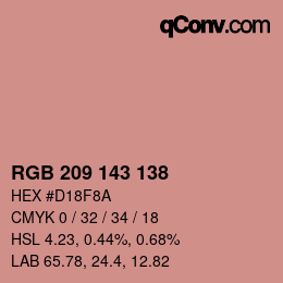 Color code: RGB 209 143 138 | qconv.com