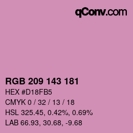 颜色代码: RGB 209 143 181 | qconv.com