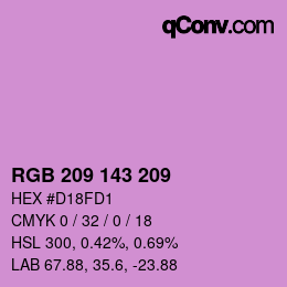 颜色代码: RGB 209 143 209 | qconv.com