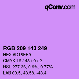 カラーコード: RGB 209 143 249 | qconv.com