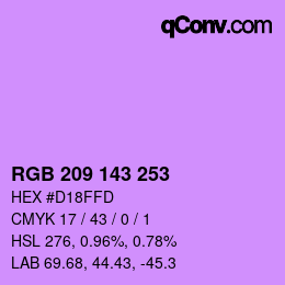 Color code: RGB 209 143 253 | qconv.com