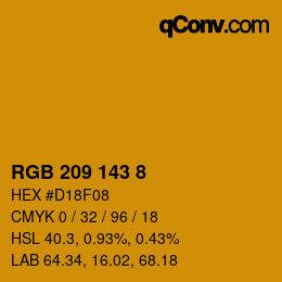 カラーコード: RGB 209 143 8 | qconv.com