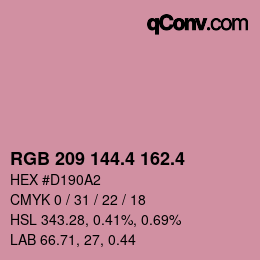 カラーコード: RGB 209 144.4 162.4 | qconv.com