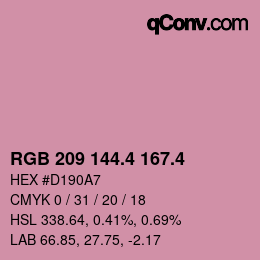 カラーコード: RGB 209 144.4 167.4 | qconv.com