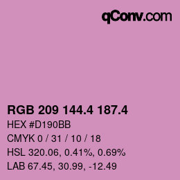 カラーコード: RGB 209 144.4 187.4 | qconv.com