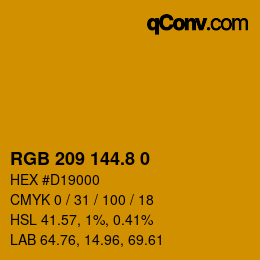 Color code: RGB 209 144.8 0 | qconv.com