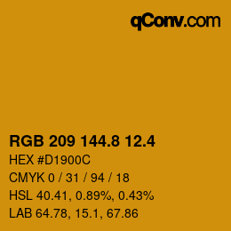 カラーコード: RGB 209 144.8 12.4 | qconv.com