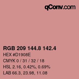 カラーコード: RGB 209 144.8 142.4 | qconv.com