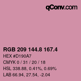 カラーコード: RGB 209 144.8 167.4 | qconv.com