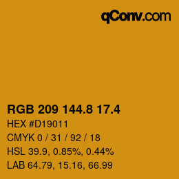 カラーコード: RGB 209 144.8 17.4 | qconv.com