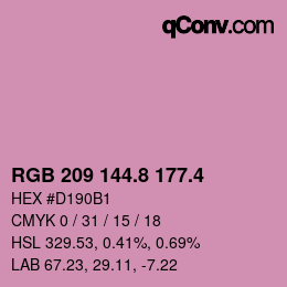 カラーコード: RGB 209 144.8 177.4 | qconv.com