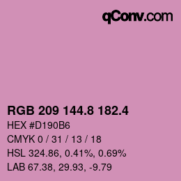 カラーコード: RGB 209 144.8 182.4 | qconv.com