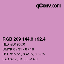 カラーコード: RGB 209 144.8 192.4 | qconv.com