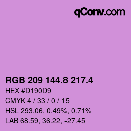 カラーコード: RGB 209 144.8 217.4 | qconv.com