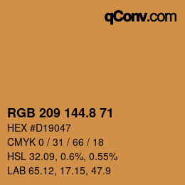 Color code: RGB 209 144.8 71 | qconv.com