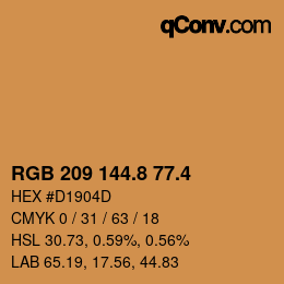 カラーコード: RGB 209 144.8 77.4 | qconv.com