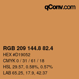 カラーコード: RGB 209 144.8 82.4 | qconv.com