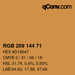 Color code: RGB 209 144 71 | qconv.com