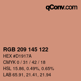 Color code: RGB 209 145 122 | qconv.com