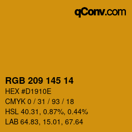Color code: RGB 209 145 14 | qconv.com