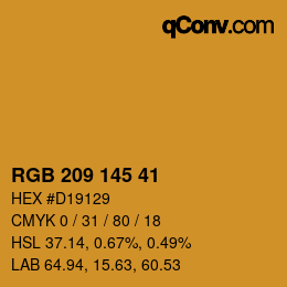 Color code: RGB 209 145 41 | qconv.com