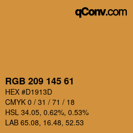 Color code: RGB 209 145 61 | qconv.com