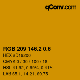 カラーコード: RGB 209 146.2 0.6 | qconv.com