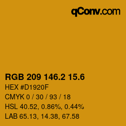 カラーコード: RGB 209 146.2 15.6 | qconv.com
