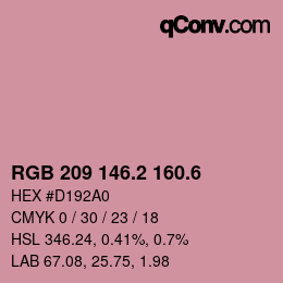 カラーコード: RGB 209 146.2 160.6 | qconv.com