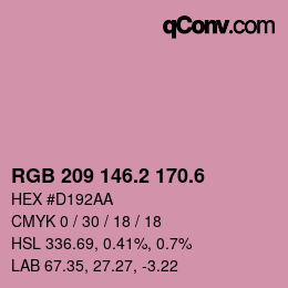 カラーコード: RGB 209 146.2 170.6 | qconv.com