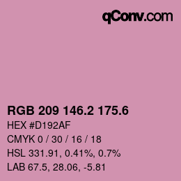カラーコード: RGB 209 146.2 175.6 | qconv.com
