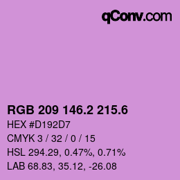 カラーコード: RGB 209 146.2 215.6 | qconv.com