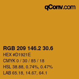 カラーコード: RGB 209 146.2 30.6 | qconv.com