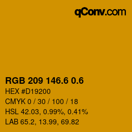 カラーコード: RGB 209 146.6 0.6 | qconv.com